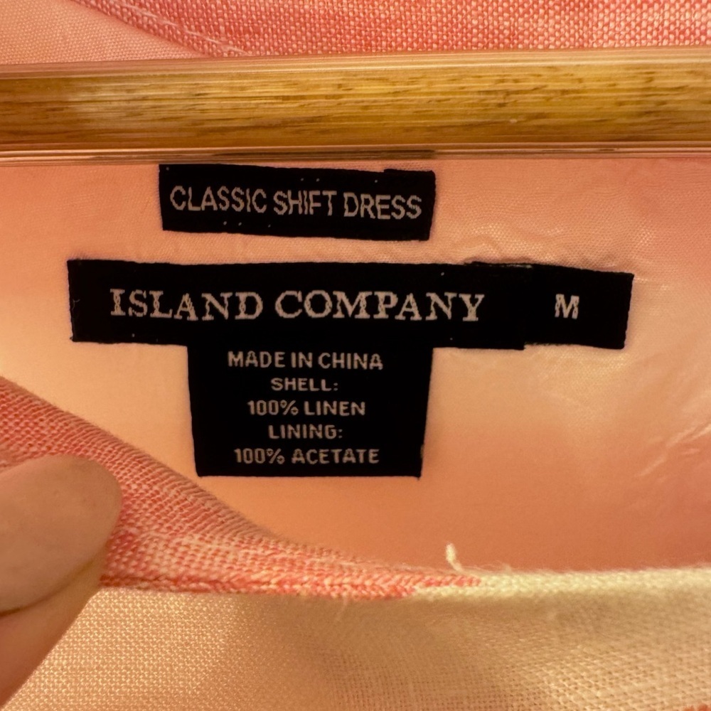 Like new! Island Company Pink and White Linen Shift Dress, sz M - Picture 5 of 8